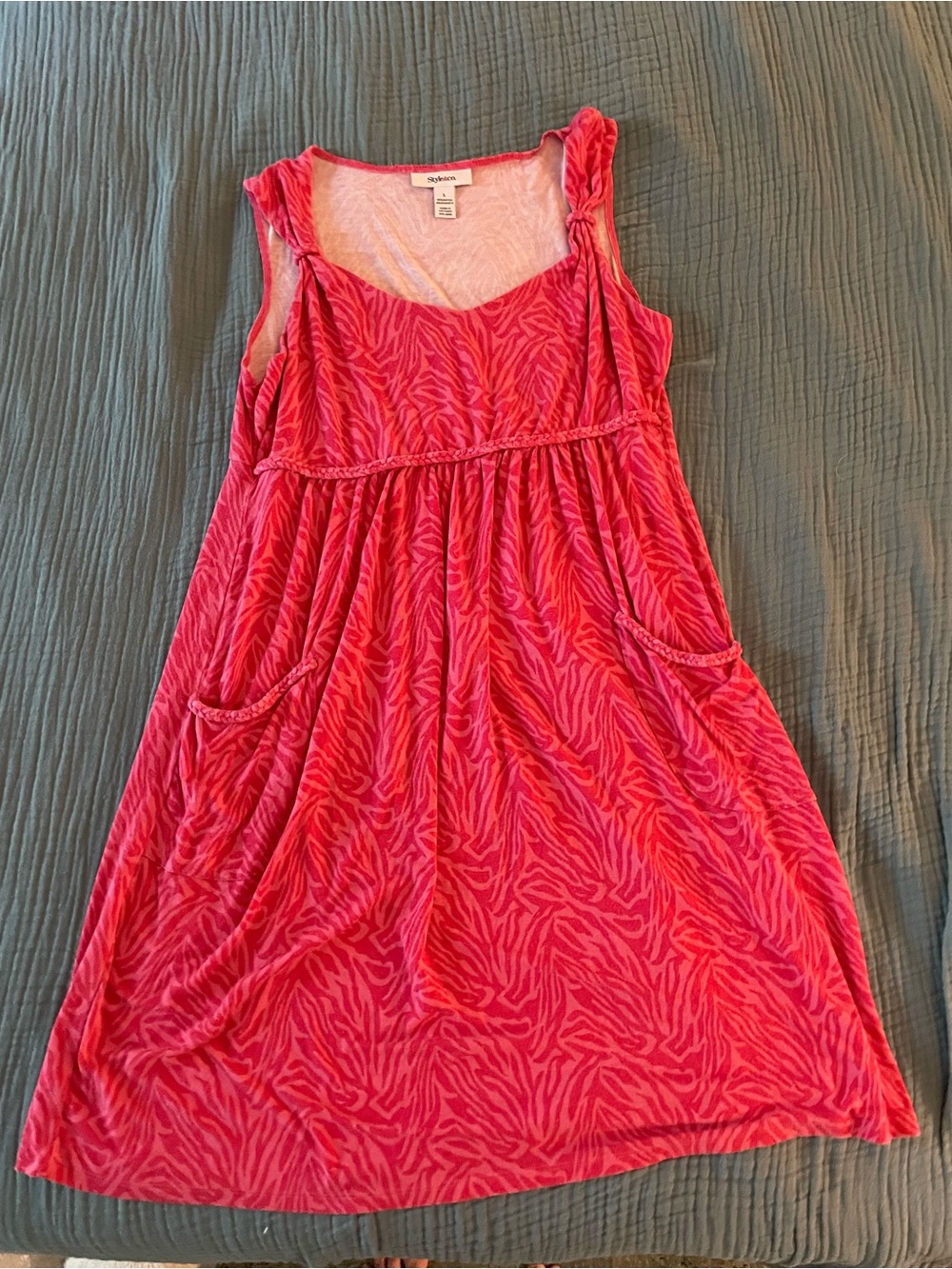 Pink Zebra Print Sleeveless Summer swim coverup or dress